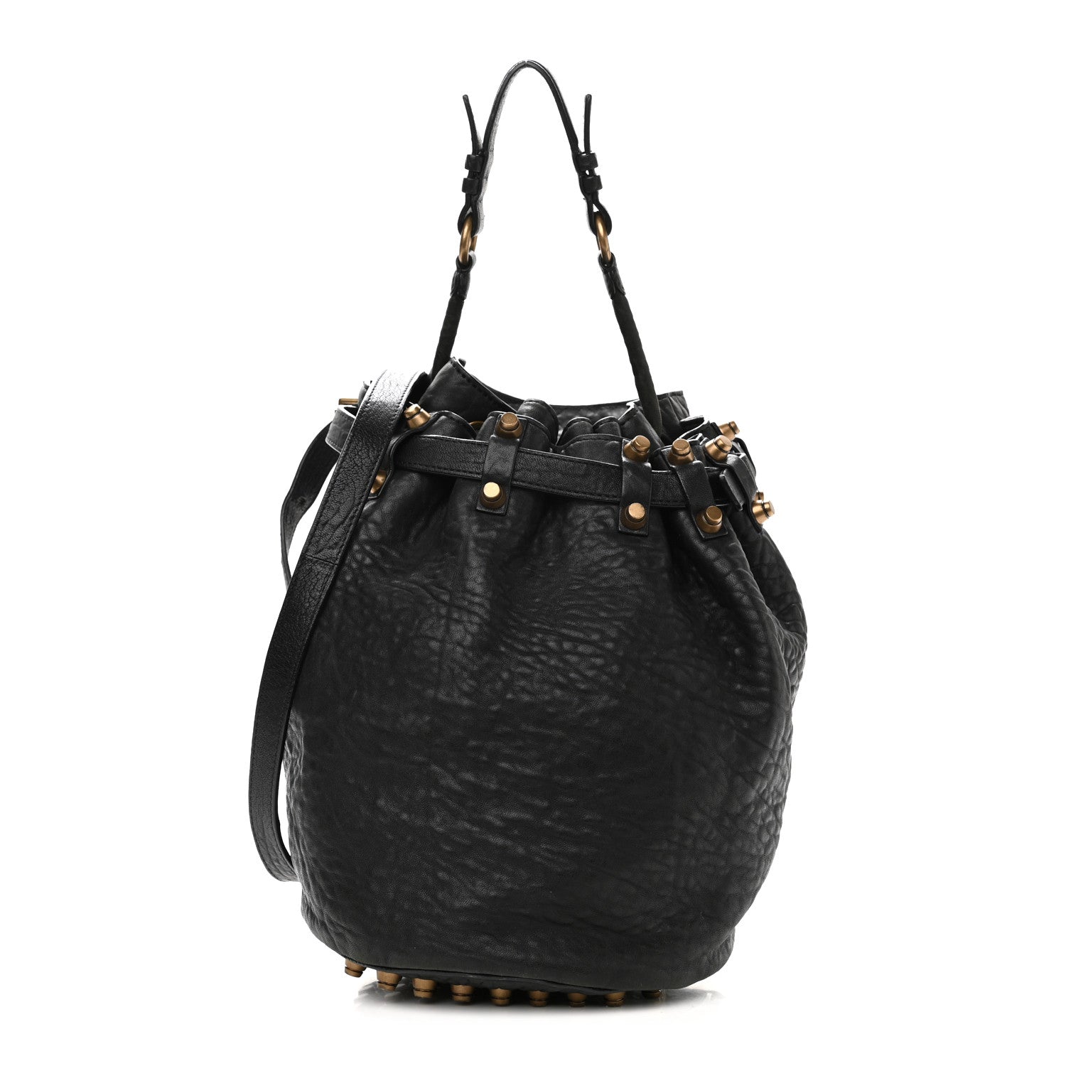 Alexander Wang Pebbled Lambskin Diego Bucket Bag Black Antique Brass Hardware 1 of 13