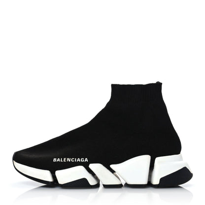 Balenciaga Technical 3D Recycled Knit Bi-Color Sole Womens Speed 2.0 Sneakers 38 Black White 1 of 8