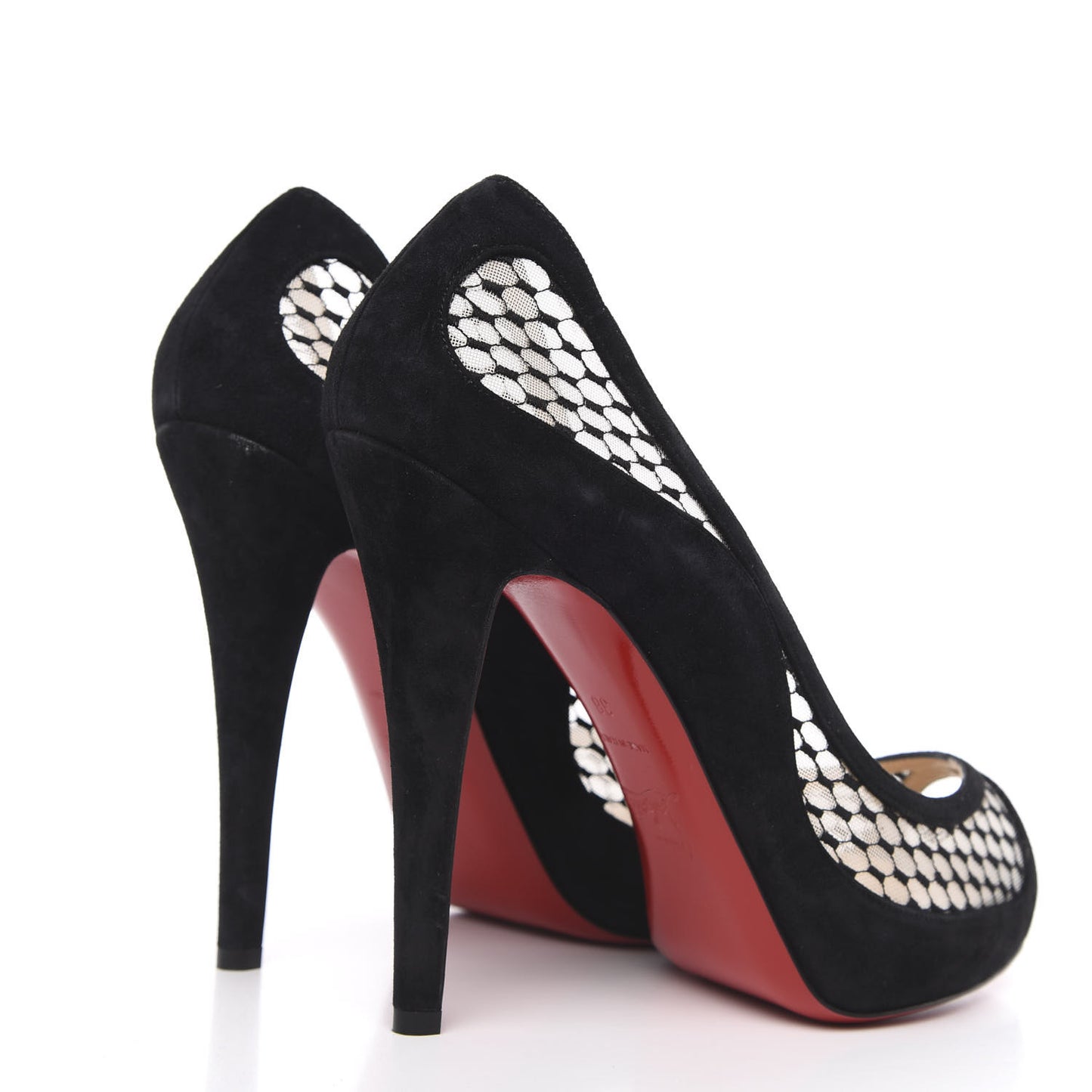 Veau Velours Lace Violette Camilla 120 Peep Toe Pump 38 Black