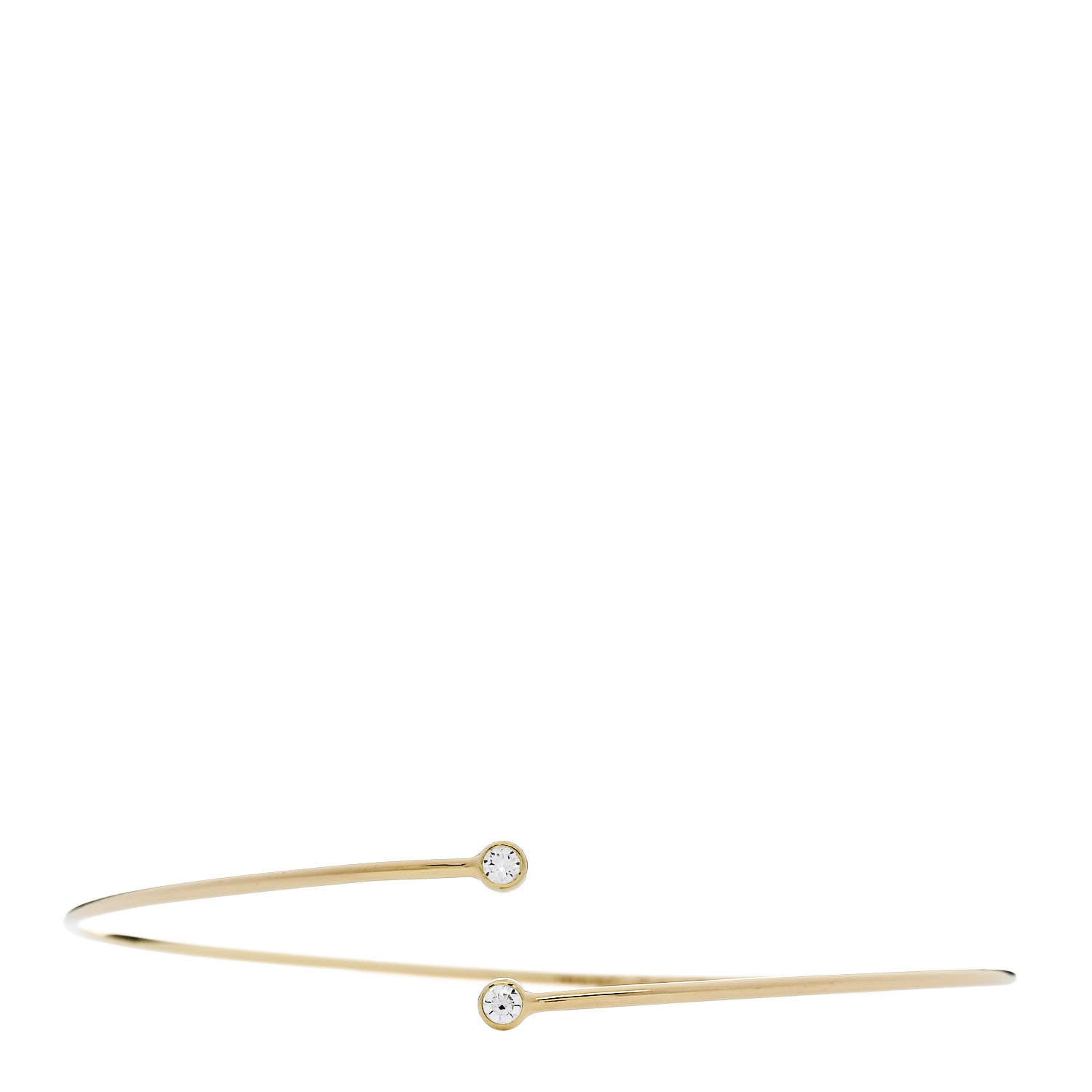 Tiffany 18K Yellow Gold Diamond Hoop Single Row Bangle Bracelet 1 of 3