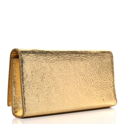 Saint Laurent Metallic Textured Calfskin Classic Monogram Cassandre Clutch Gold 3 of 9