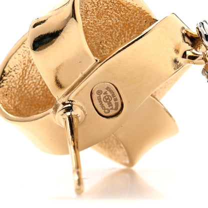 Chanel Crystal CC Drop Earrings Gold Silver 4 of 5