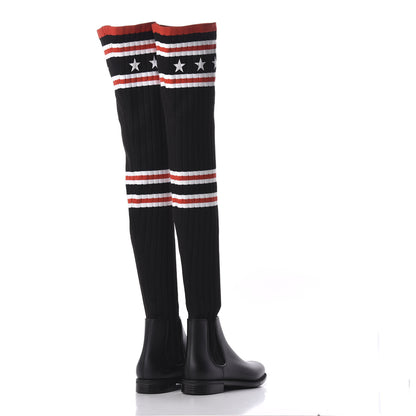 Givenchy Knit Rubber Storm Over The Knee Boots 37 Black 4 of 7
