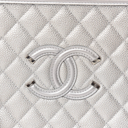 Chanel Metallic Caviar Quilted Large CC Filigree Vanity Case Silver 11 of 12