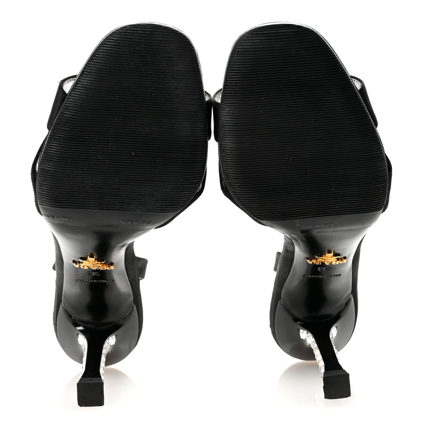 Satin Crystal Pumps 38 Black
