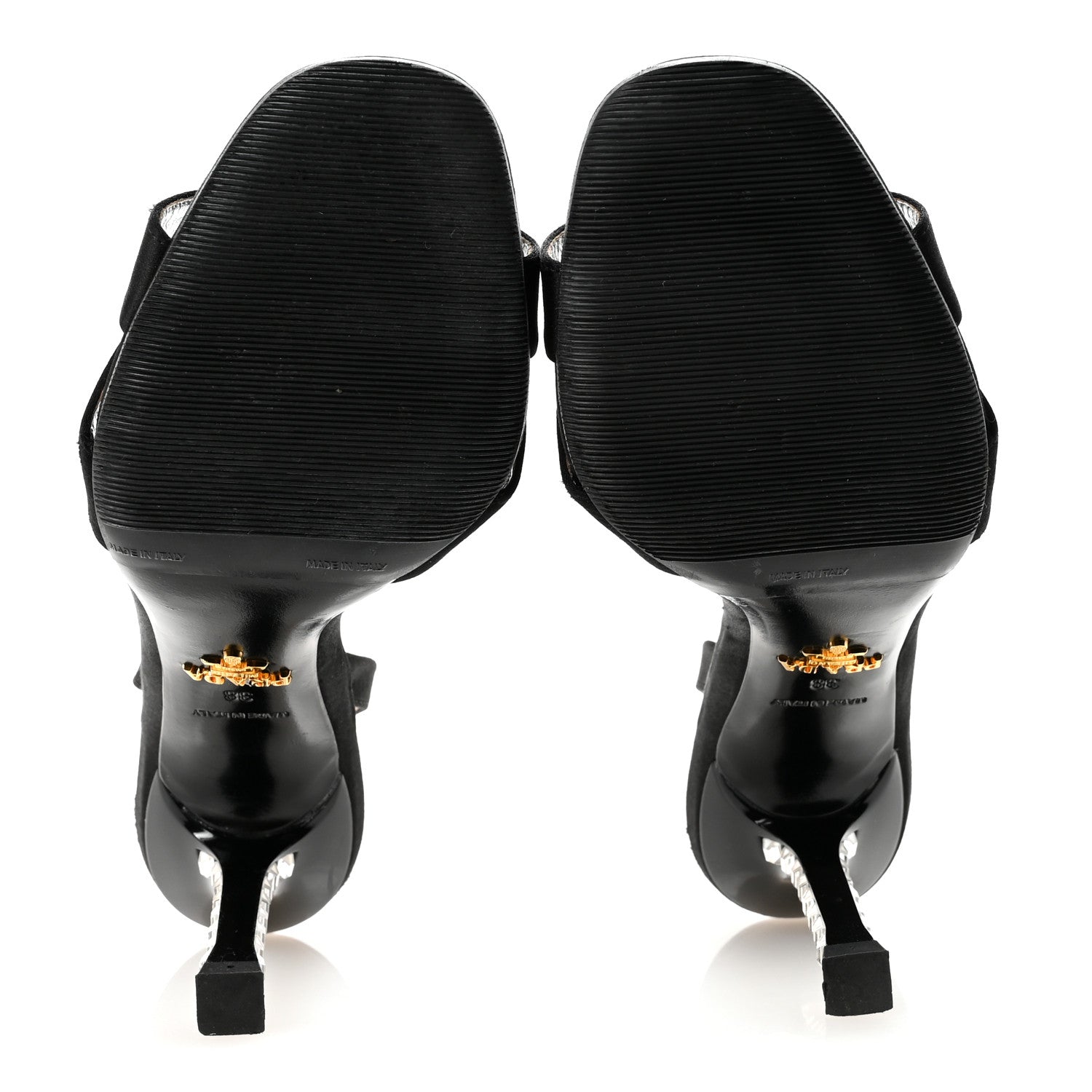 Prada Satin Crystal Pumps 38 Black 6 of 8