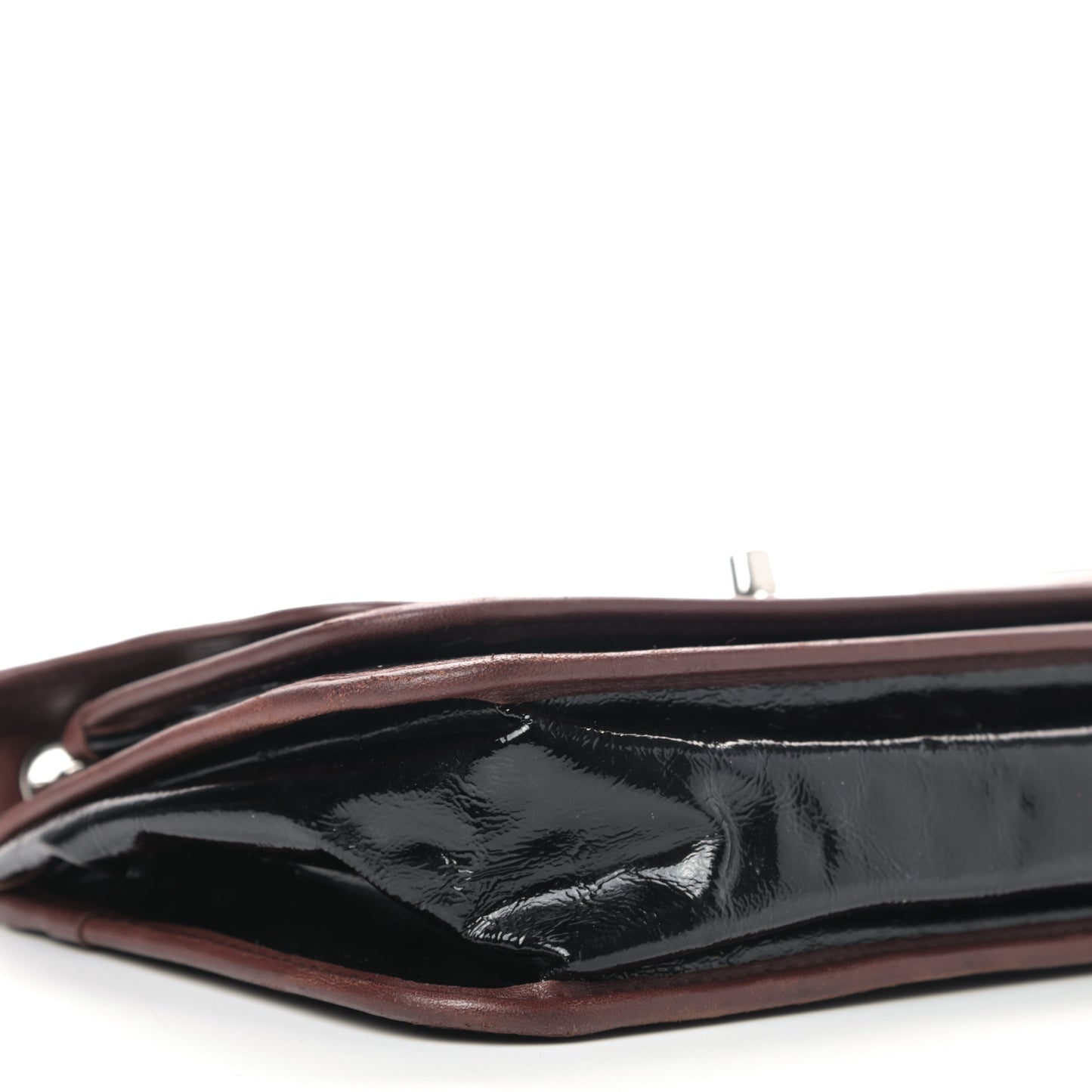 Patent Lambskin Medium Chocolate Bar Flap Black Bordeaux