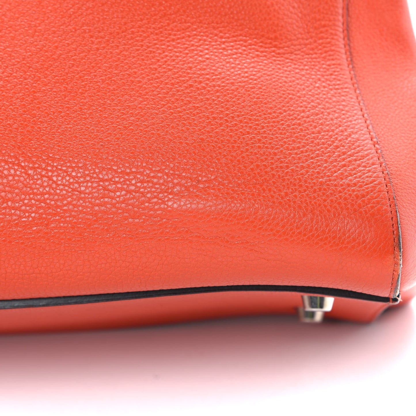 Grained Calfskin Medium Edge Shoulder Bag Vermillion