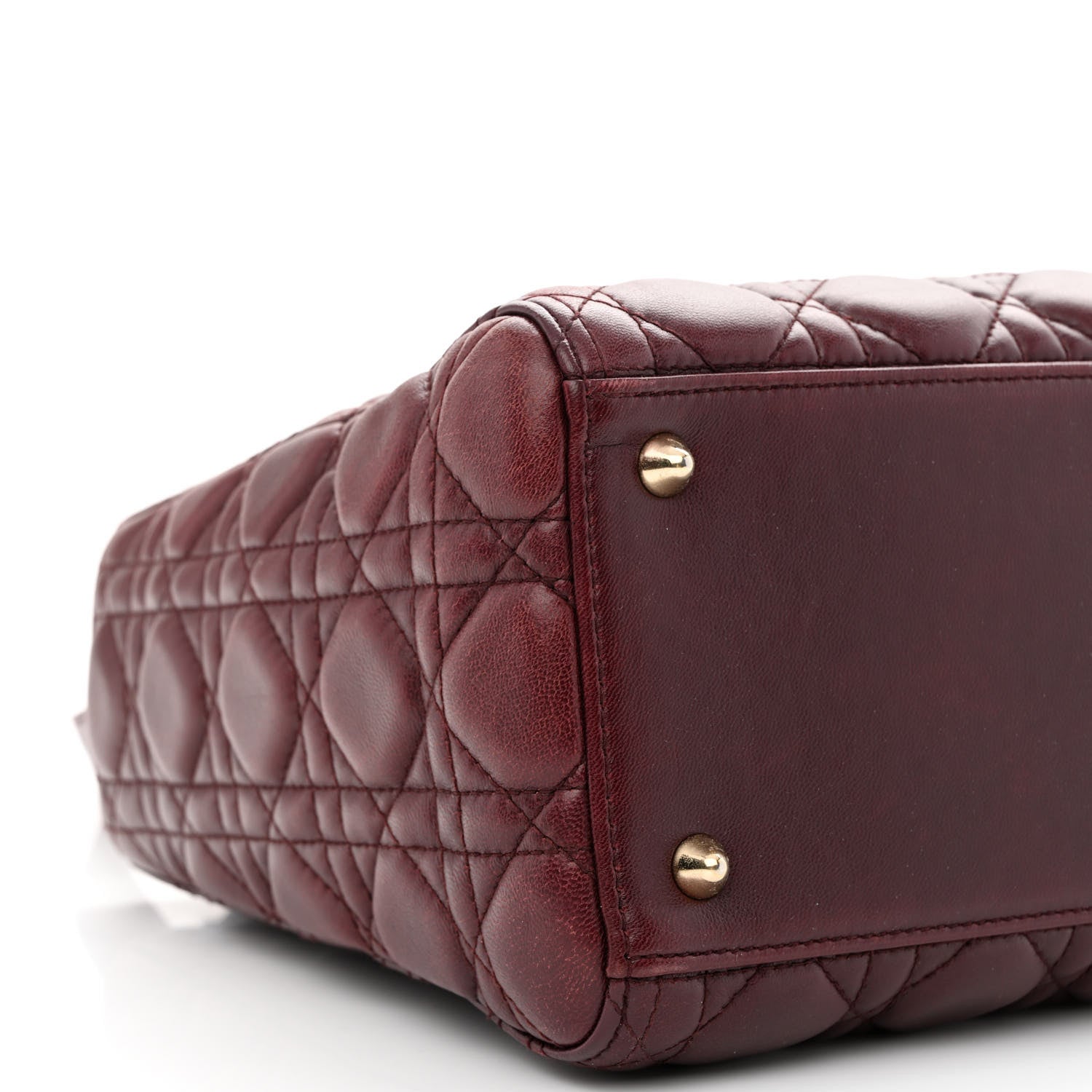 Christian Dior Lambskin Cannage Medium Lady Dior Burgundy 8 of 10