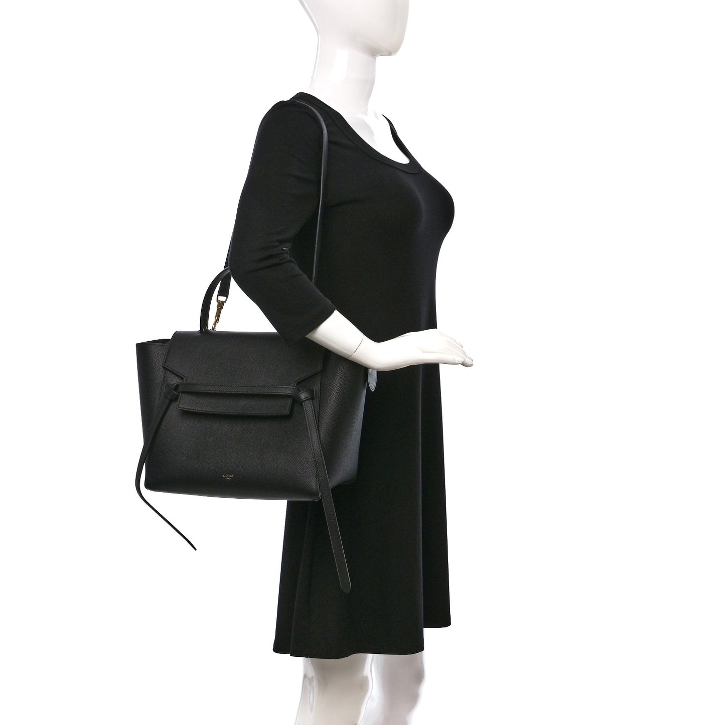 Grained Calfskin Mini Belt Bag Black