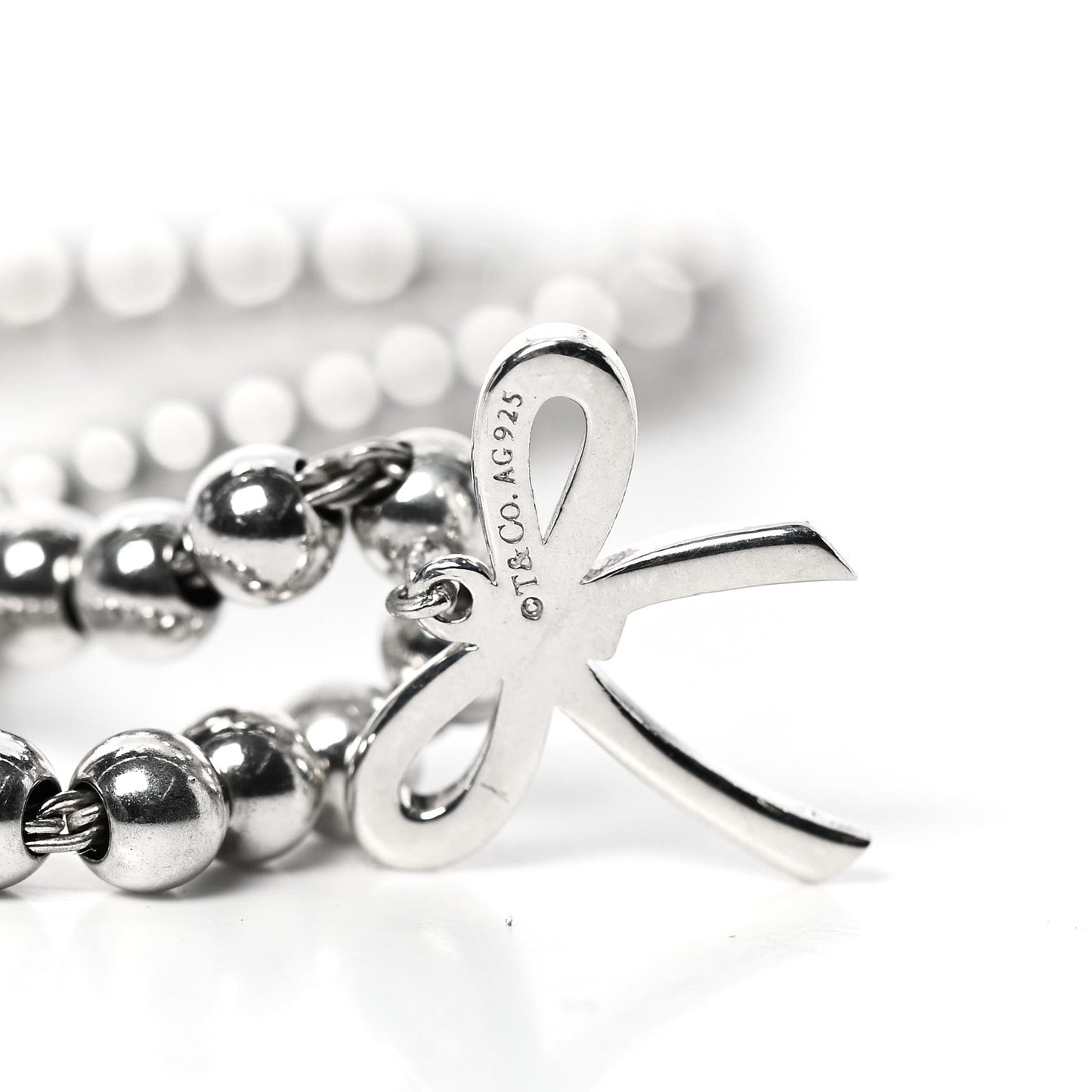 Sterling Silver 4mm Bow Bead Bracelet