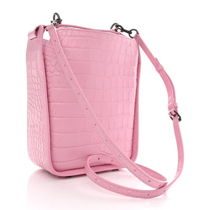 Balenciaga Calfskin Logo Crocodile Embossed XS Tool 2.0 North-South Tote Candy Pink White 4 of 9