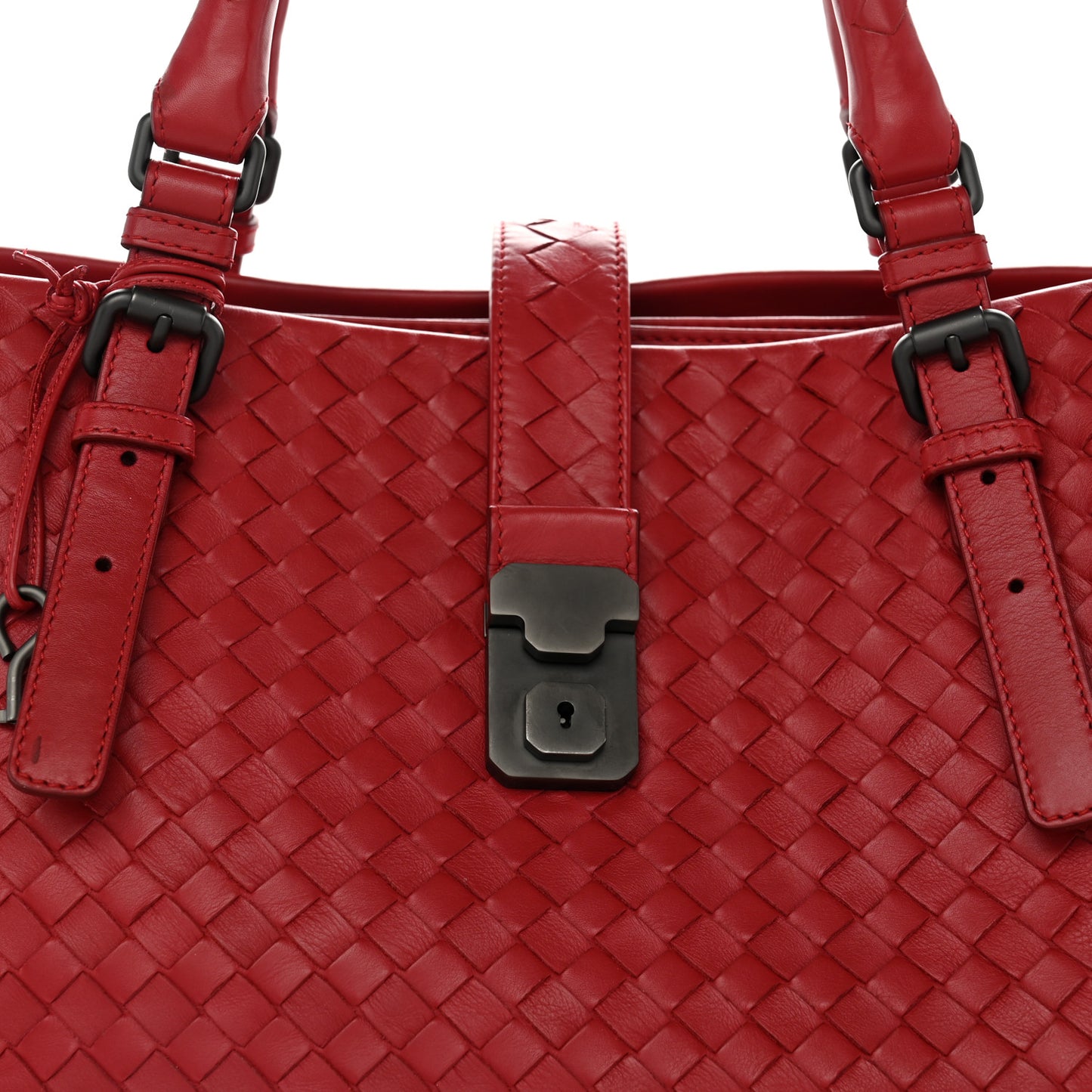 Light Calf Intrecciato Medium Roma Fraise
