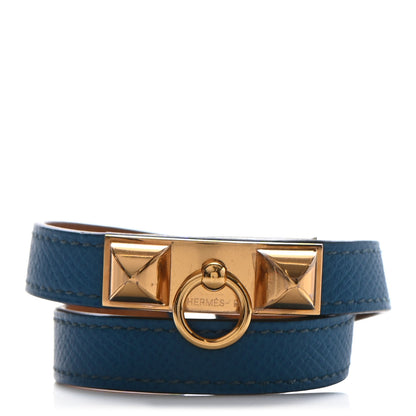 Hermes Epsom Rivale Double Tour Bracelet S Bleu Izmir 1 of 6