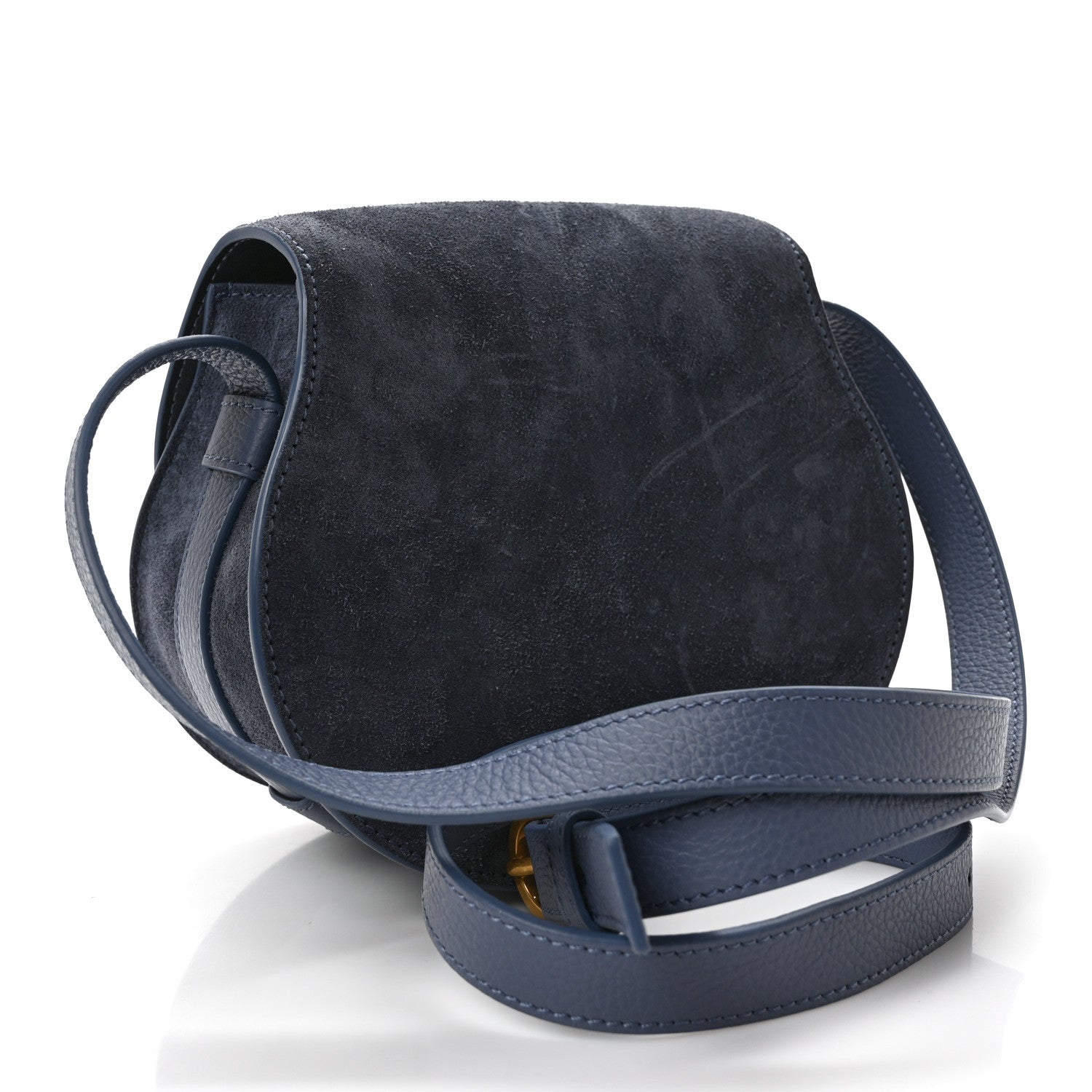 Chloe Suede Small Marcie Saddle Bag Graphite Navy 3 of 8