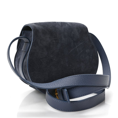 Chloe Suede Small Marcie Saddle Bag Graphite Navy 3 of 8