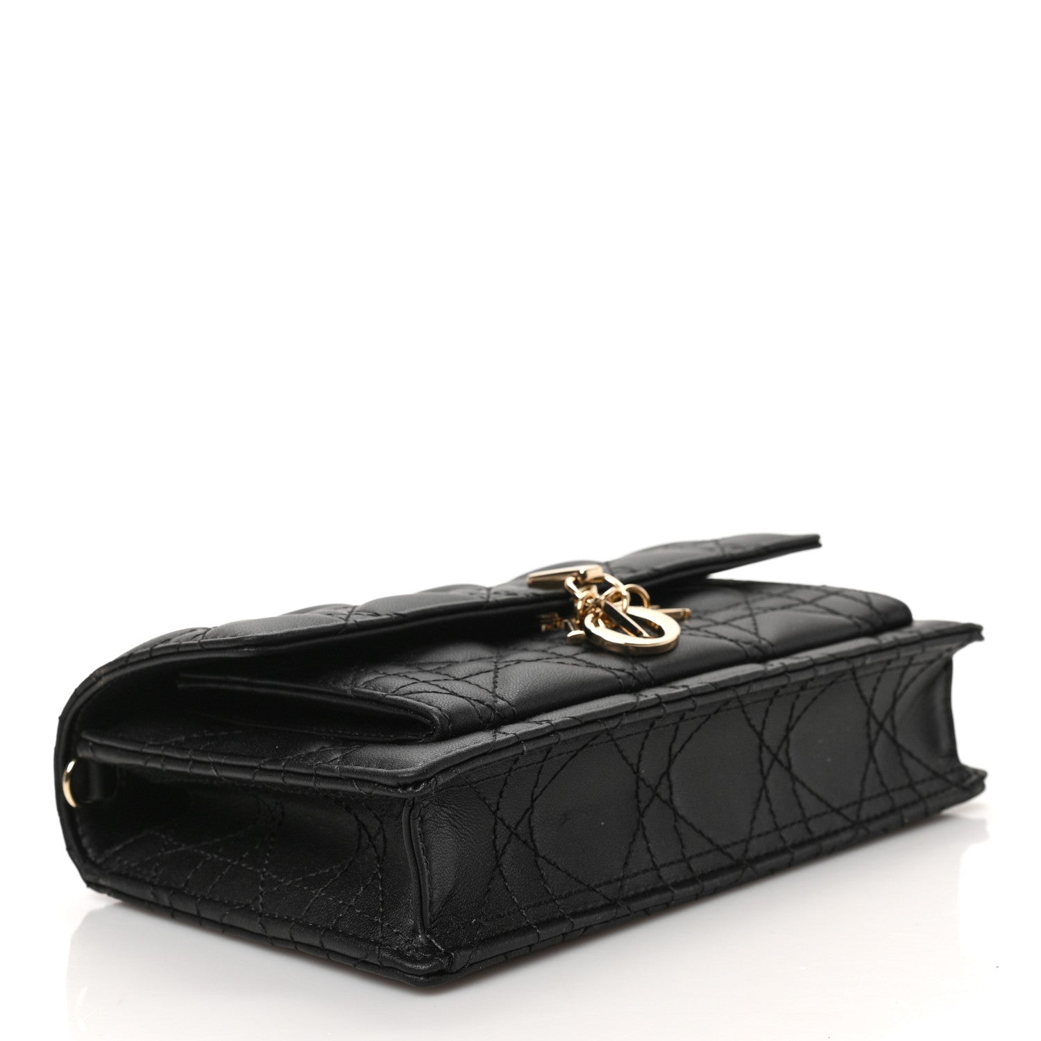 Christian Dior Lambskin Cannage Lady Dior Chain Pouch Black 4 of 8