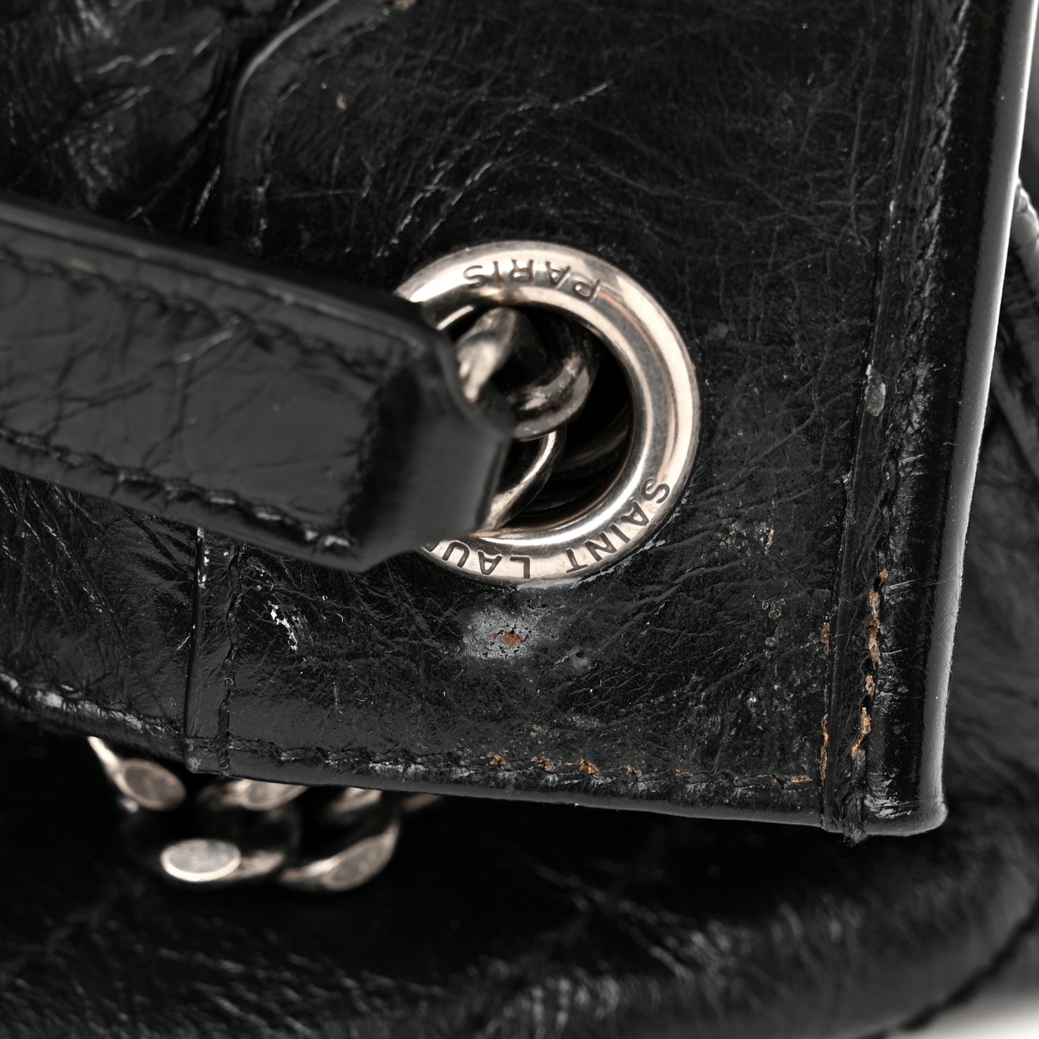 Saint Laurent Crinkled Calfskin Matelasse Monogram Medium Niki Shopper Tote Black 12 of 12