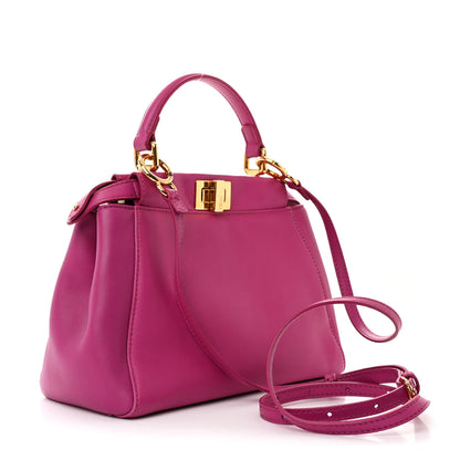 Fendi Nappa Mini Peekaboo Iconic Satchel Magenta 3 of 11