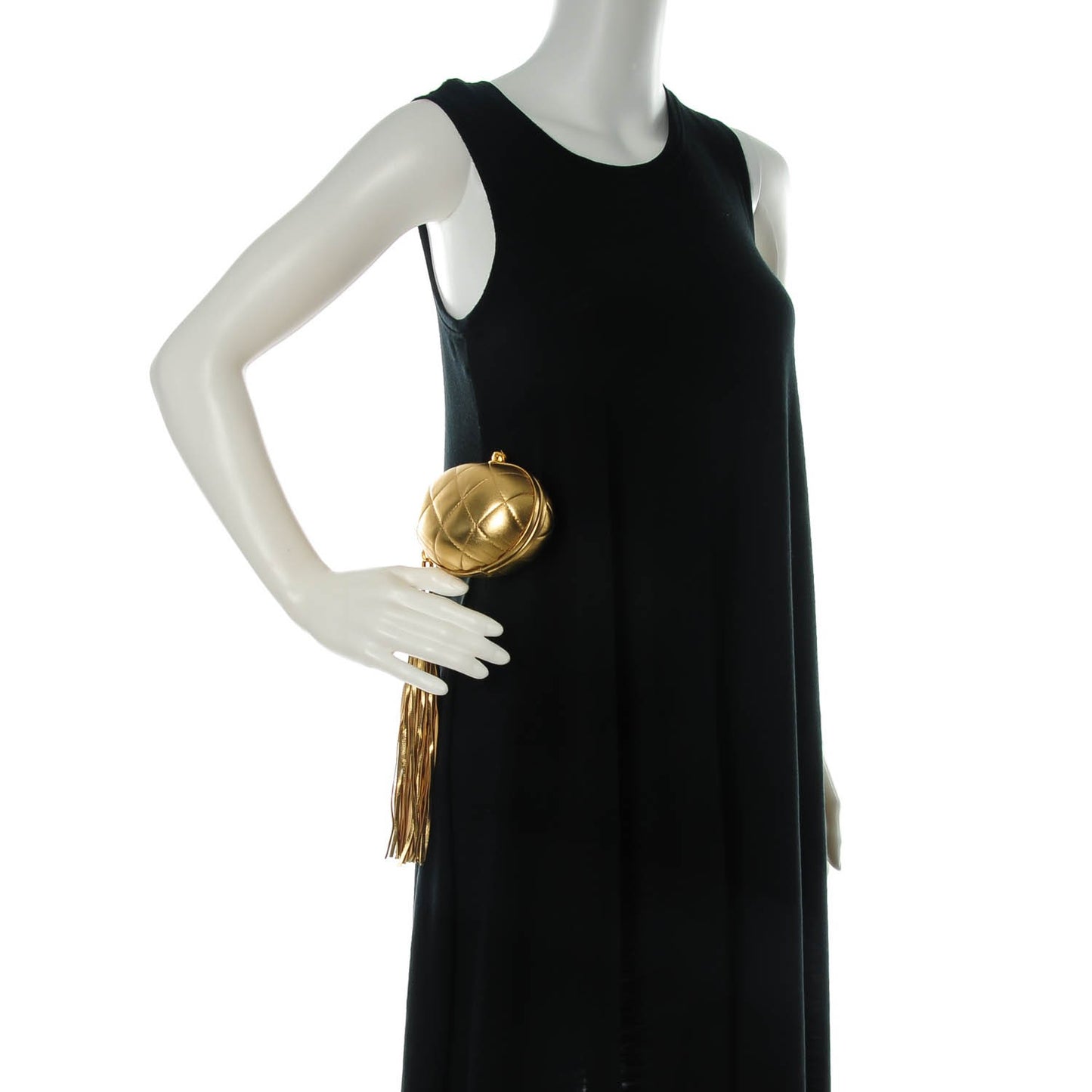 Lambskin Quilted Tassel Clutch Bag Gold
