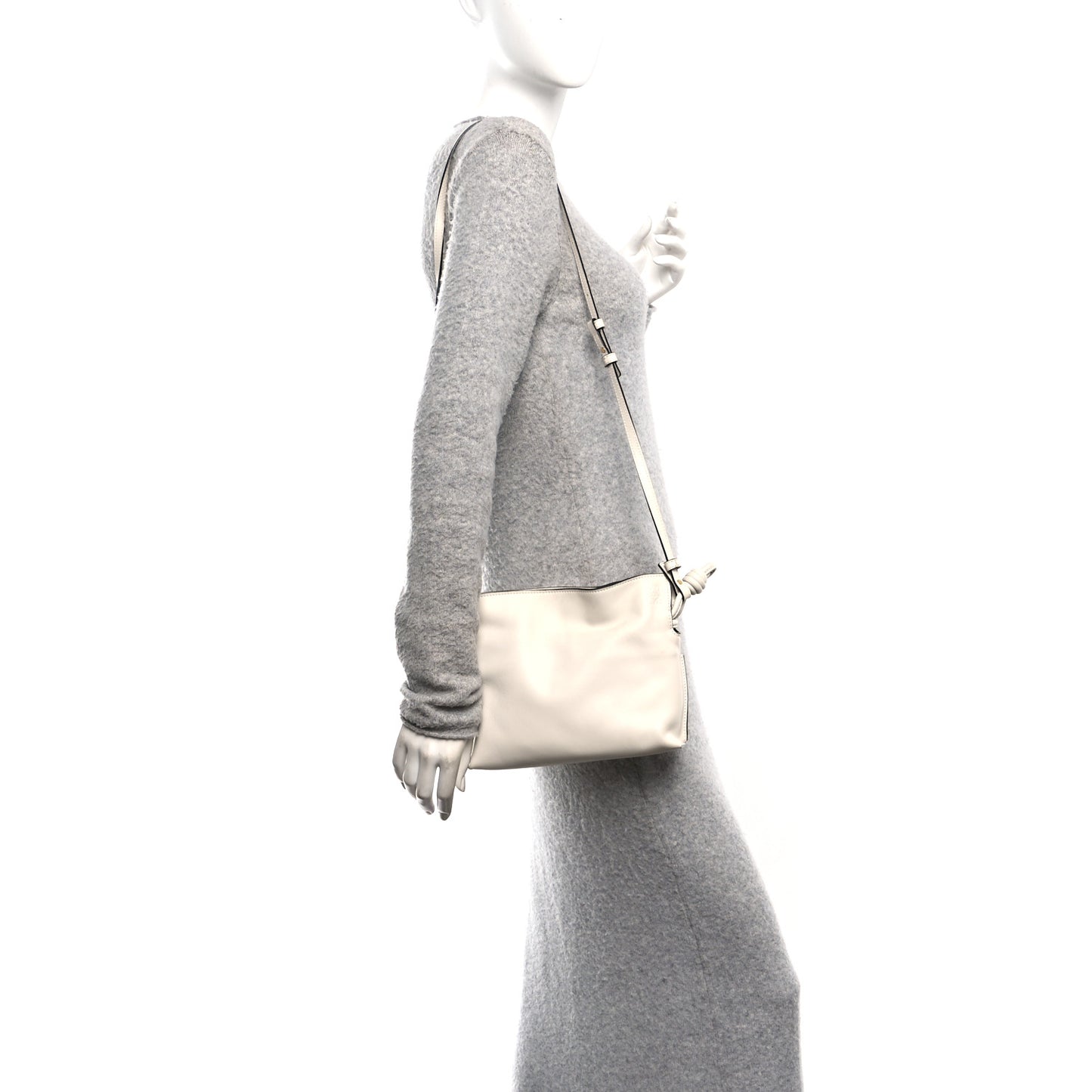 Calfskin Mini Flamenco Knot Clutch Soft White
