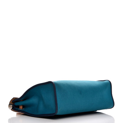 Hermes Vache Hunter Toile Herbag Zip 31 PM Bleu Izmir Natural 5 of 11