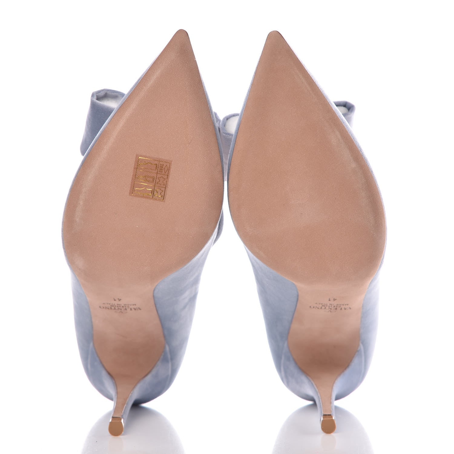Valentino Garavani Velvet PVC Dollybow Pumps 41 Light Blue 5 of 11