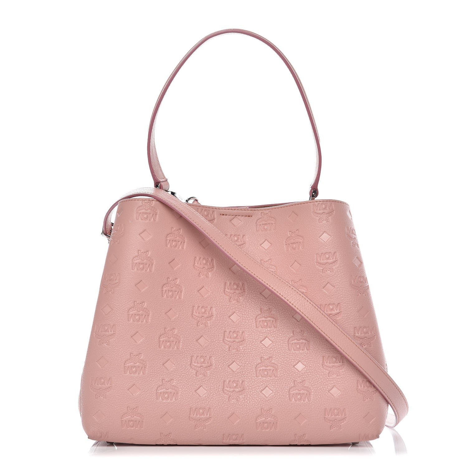 MCM Calfskin Ottomar Monogram Medium Sarah Hobo Pink Blush 1 of 11