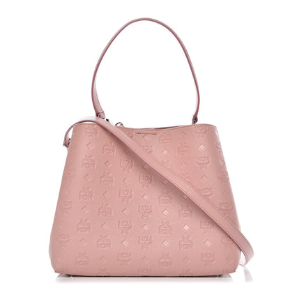 MCM Calfskin Ottomar Monogram Medium Sarah Hobo Pink Blush 1 of 11