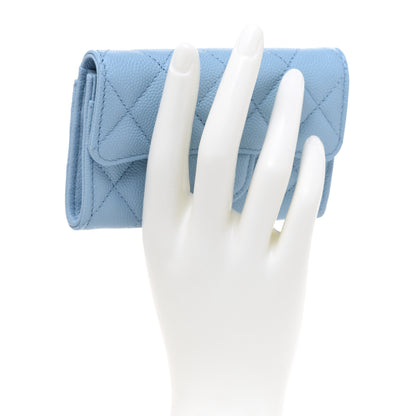 Chanel Caviar Quilted Flap Card Holder Wallet Light Blue 2 of 9