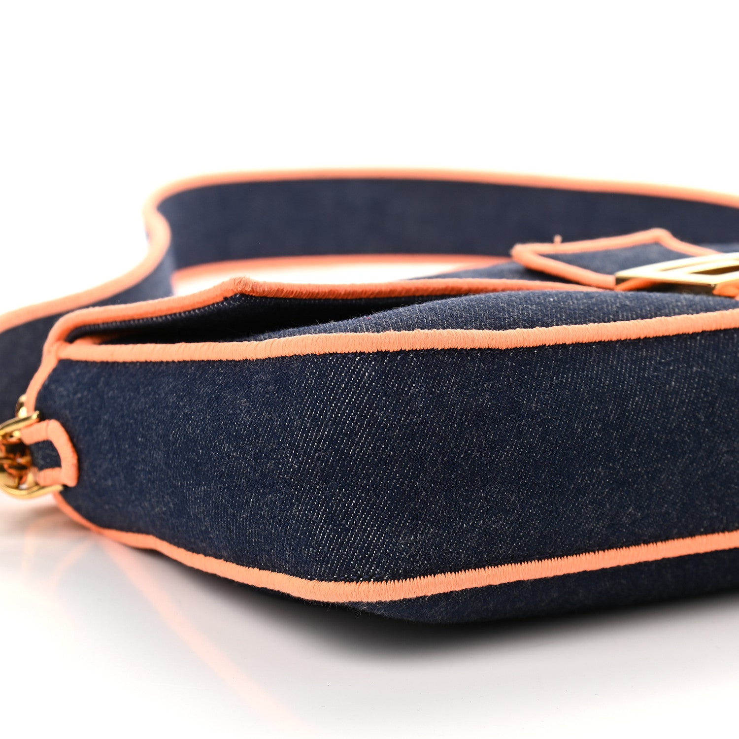Fendi Denim Large Baguette Blue Arancio Fluo 7 of 8