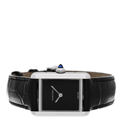 Cartier Stainless Steel Alligator 22mm Must de Cartier Tank Quartz Watch Black 2 of 4