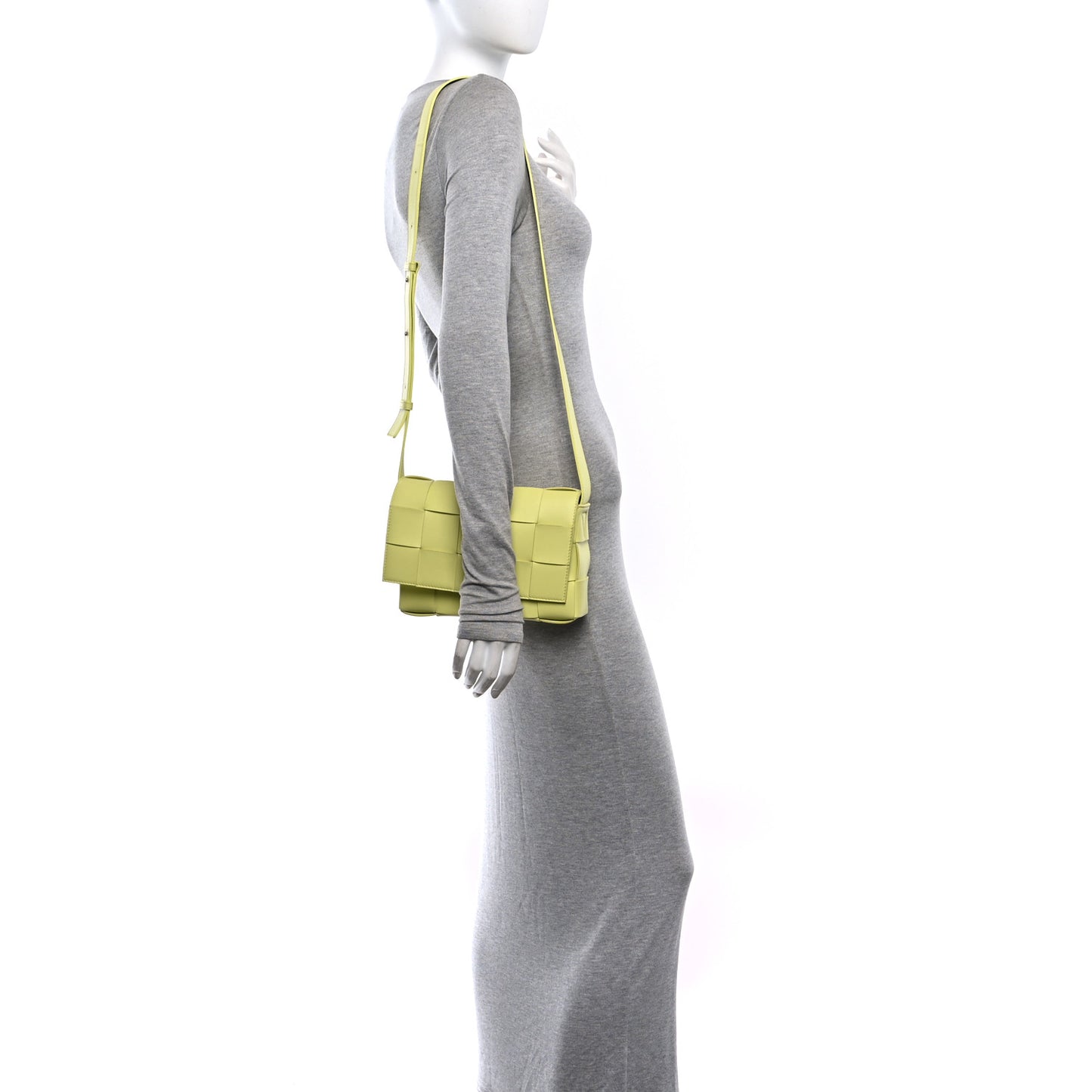 Lambskin Maxi Intreccio Cassette Crossbody Bag Seagrass