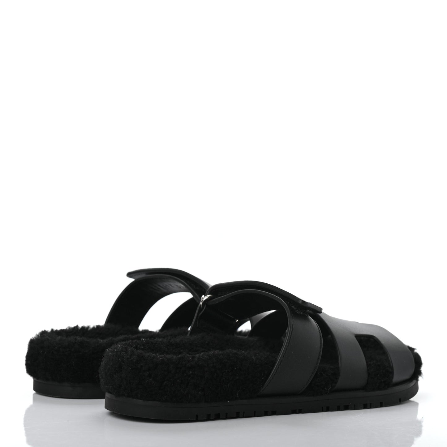 Calfskin Woolskin Womens Chypre Sandals 37.5 Black