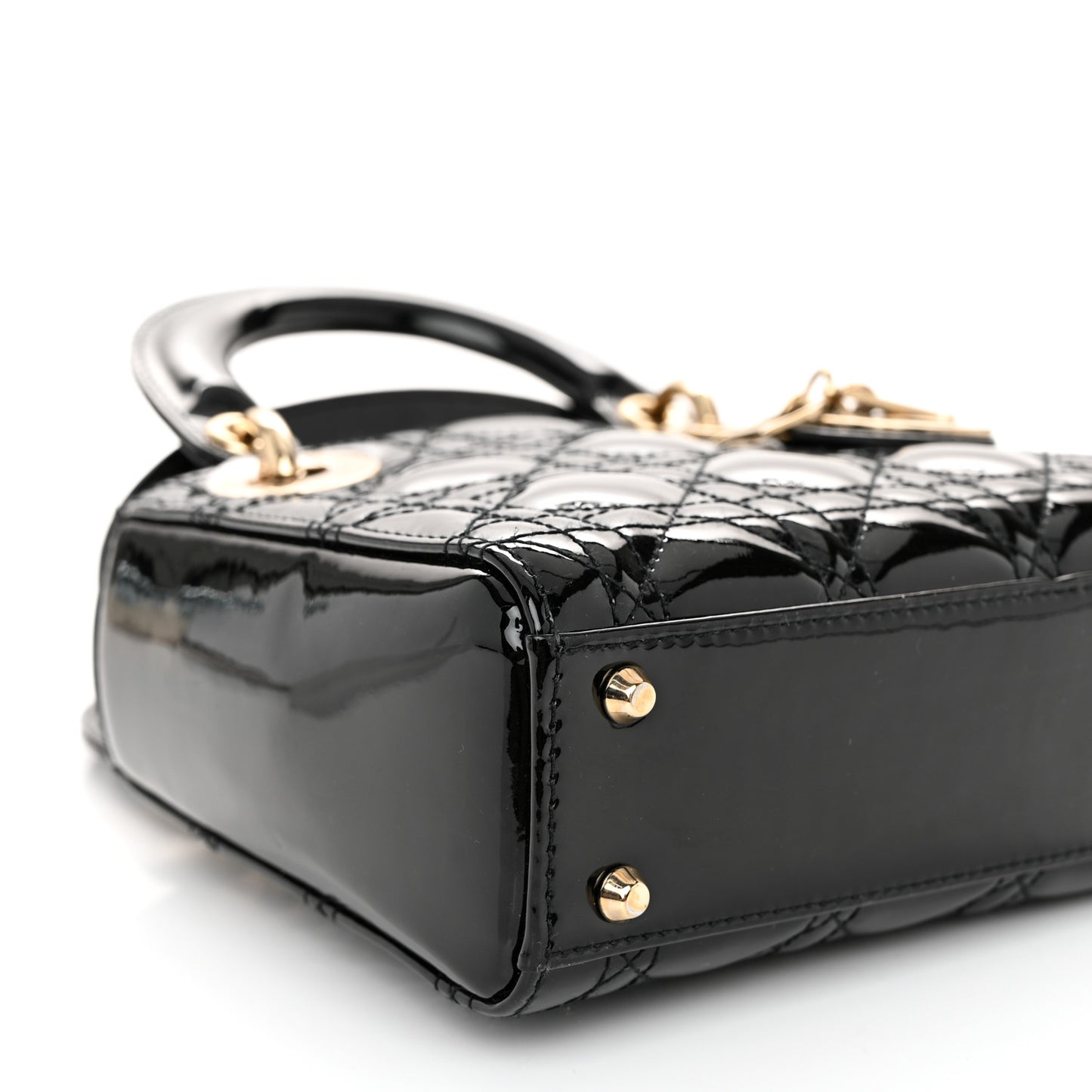 Patent Cannage Mini Lady Dior Black