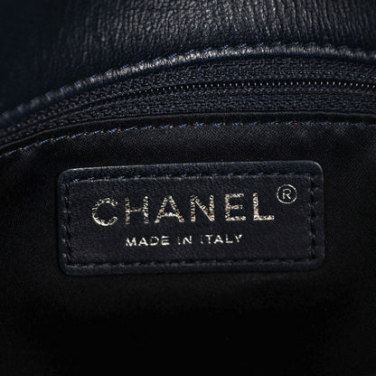 Chanel Lambskin Quilted Large Pagode Piping Flap Dark Navy Blue 6 of 7