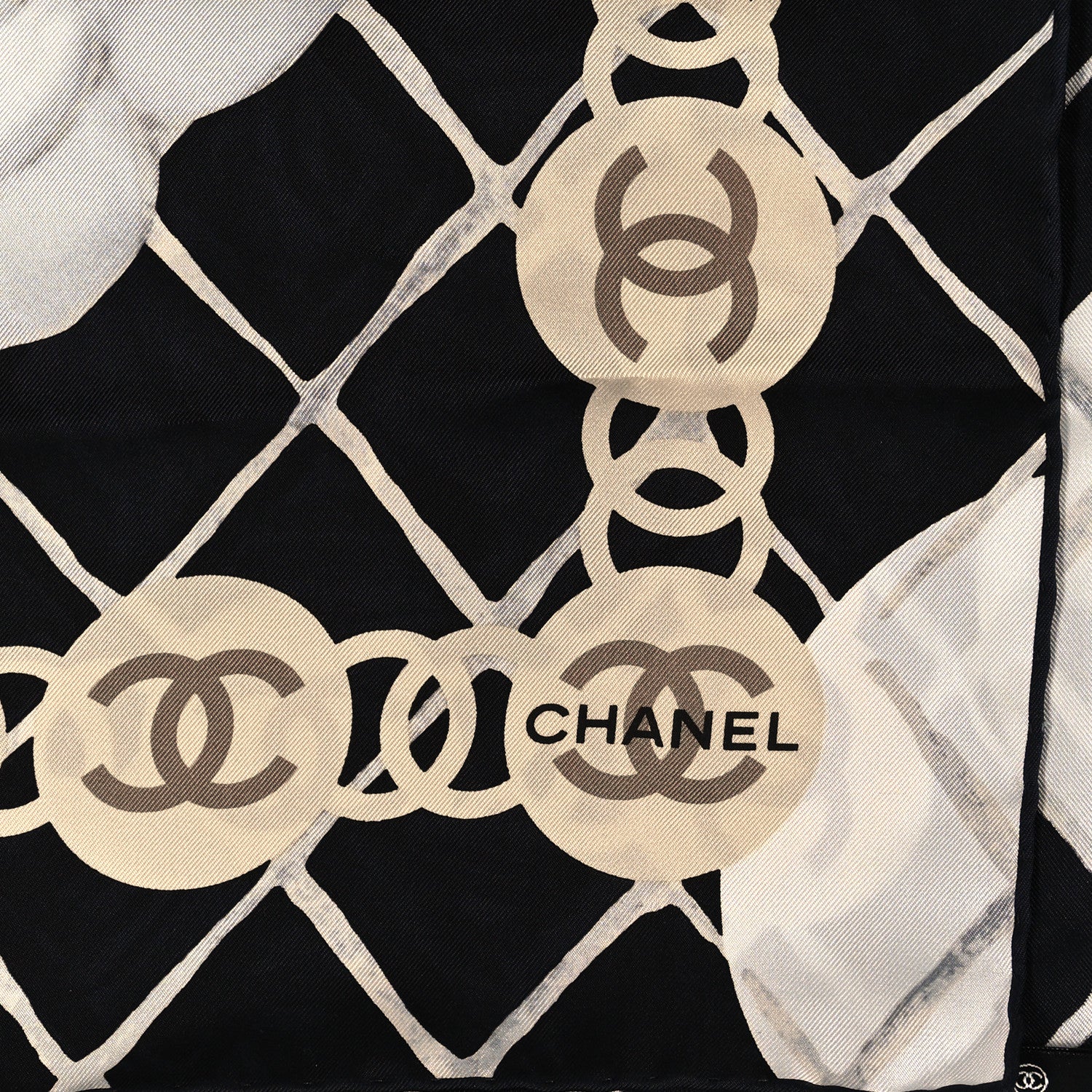 Chanel Silk Camellia CC Square Scarf Black 2 of 3