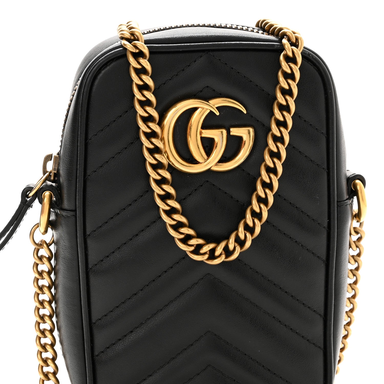 Gucci Calfskin Matelasse Mini GG Marmont Crossbody Bag Black 9 of 10
