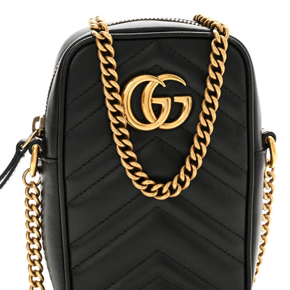 Gucci Calfskin Matelasse Mini GG Marmont Crossbody Bag Black 9 of 10
