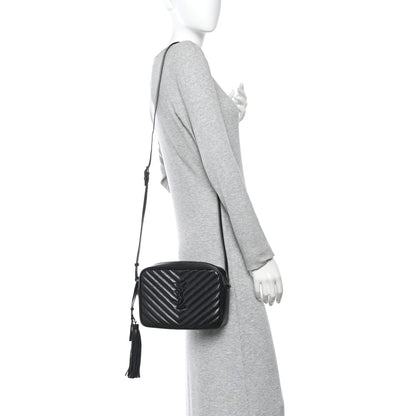 Saint Laurent Calfskin Matelasse Monogram Monochrome Lou Camera Bag Black 2 of 10