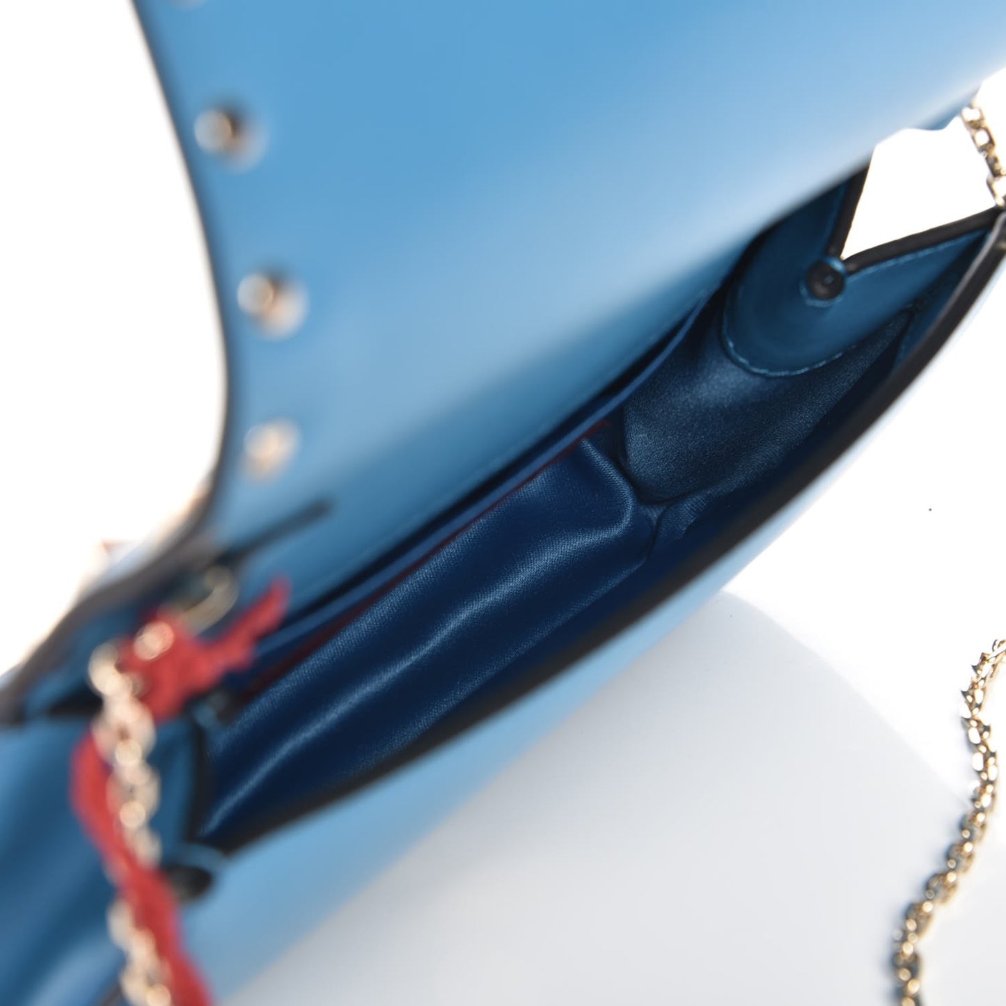 Vitello Small Rockstud Chain Flap Crossbody Bag Light Blue
