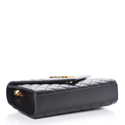 Saint Laurent Grain De Poudre Textured Mixed Matelasse Triquilt Small Monogram Satchel Black 5 of 8