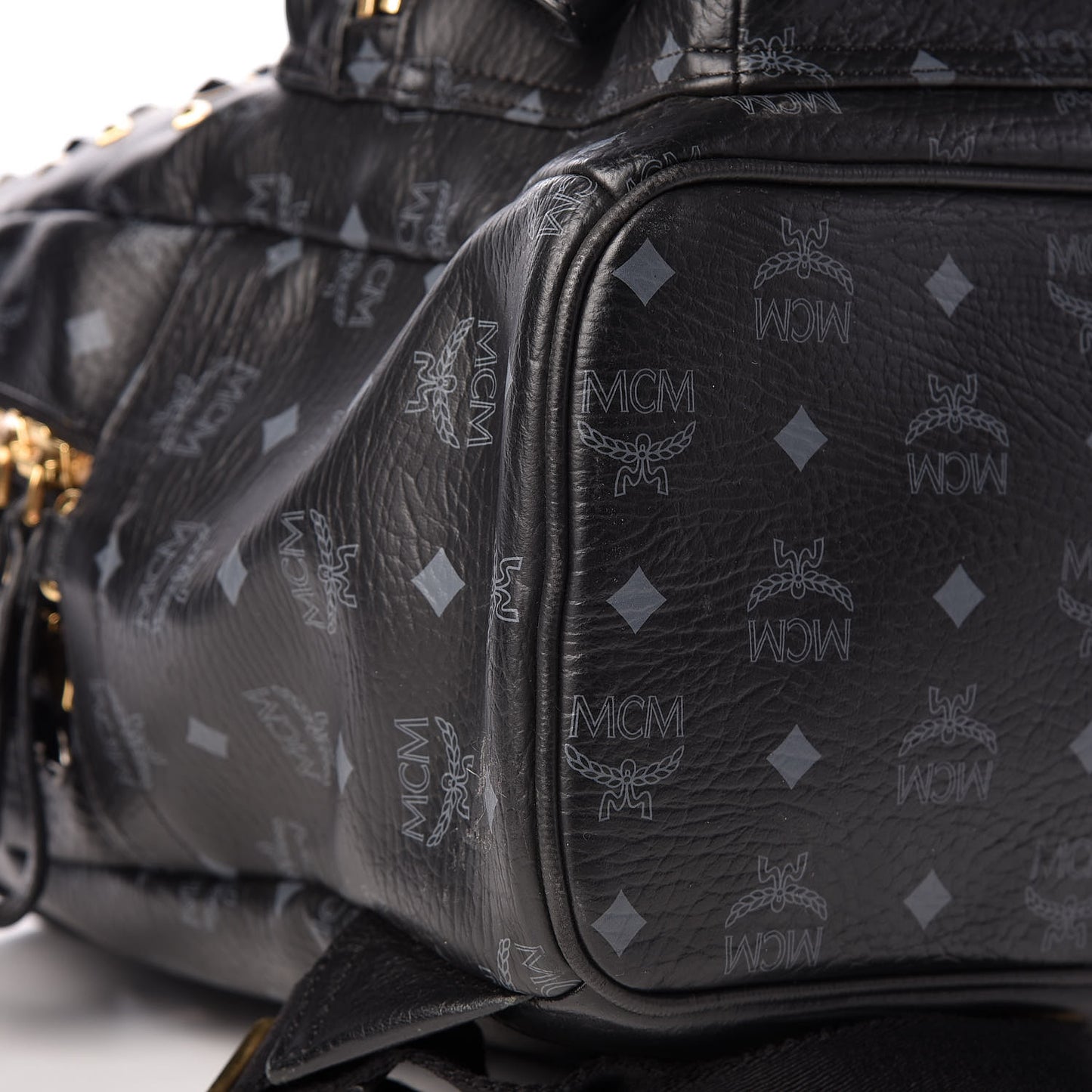 Visetos Bi-Color Studded Medium Backpack Black Cognac
