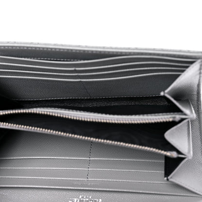Saint Laurent Grain De Poudre Mixed Matelasse Triquilt Large Monogram Wallet Stone 5 of 8