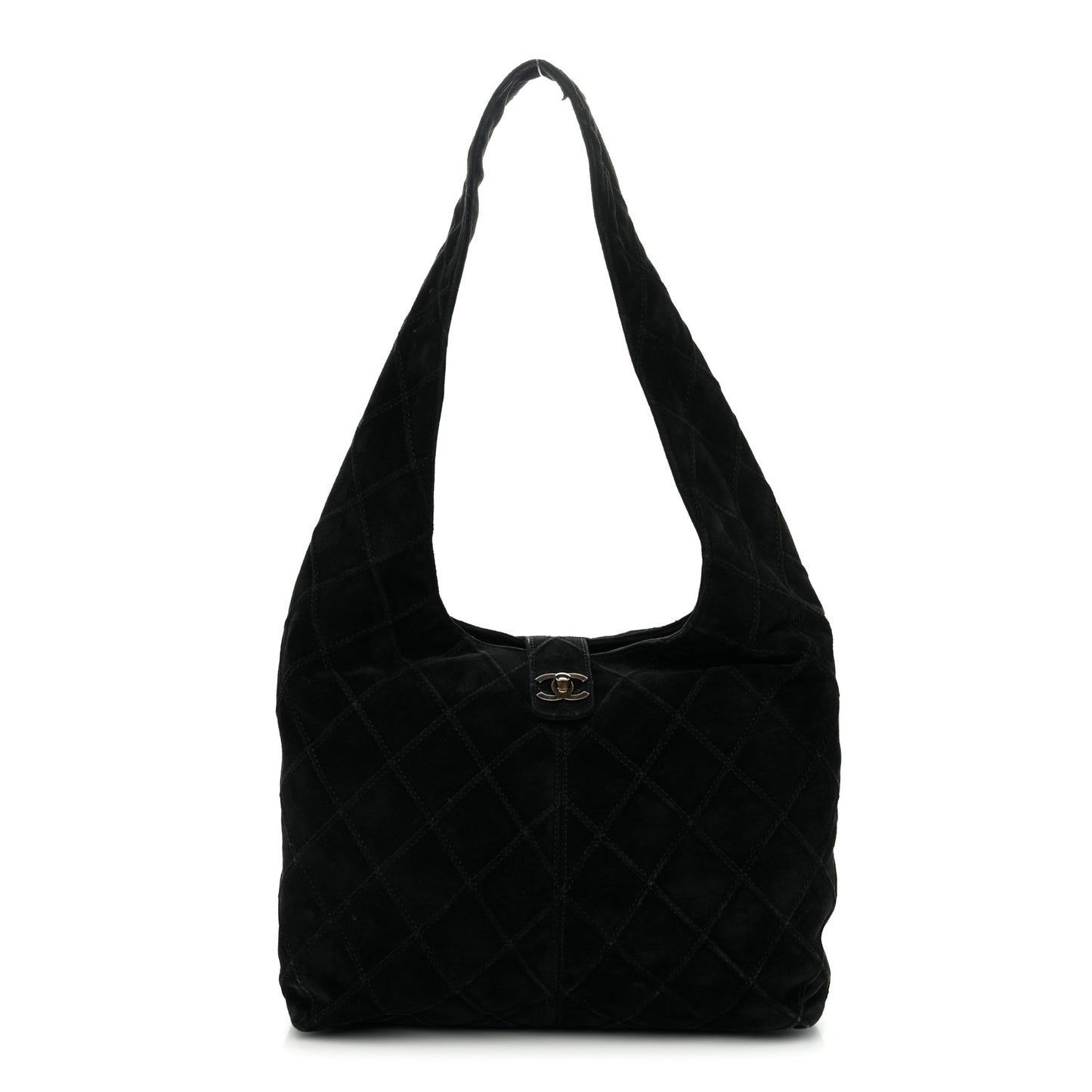 Suede Stitched Hobo Black