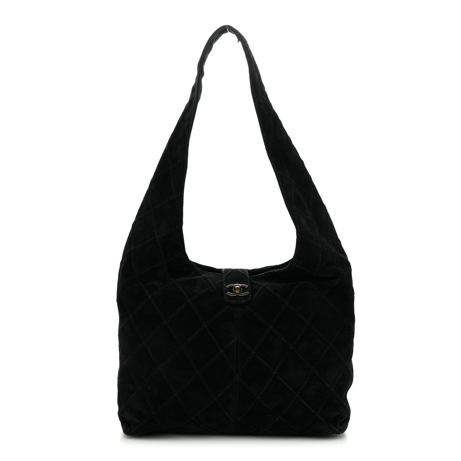 Chanel Suede Stitched Hobo Black 1 of 12