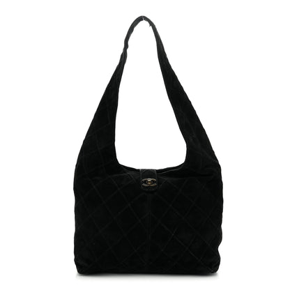 Chanel Suede Stitched Hobo Black 1 of 12