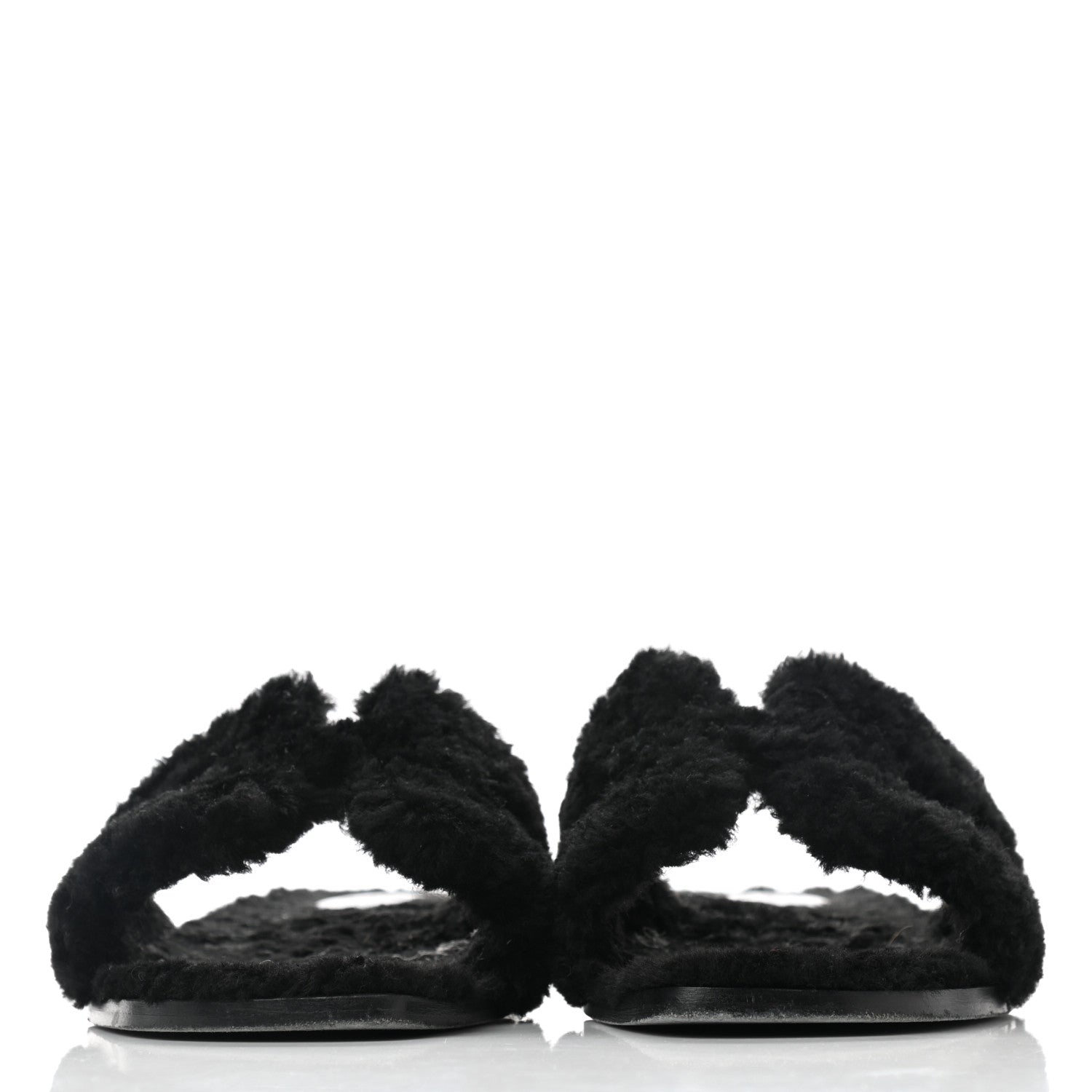 Hermes Woolskin Oran Sandals 38.5 Black 2 of 9