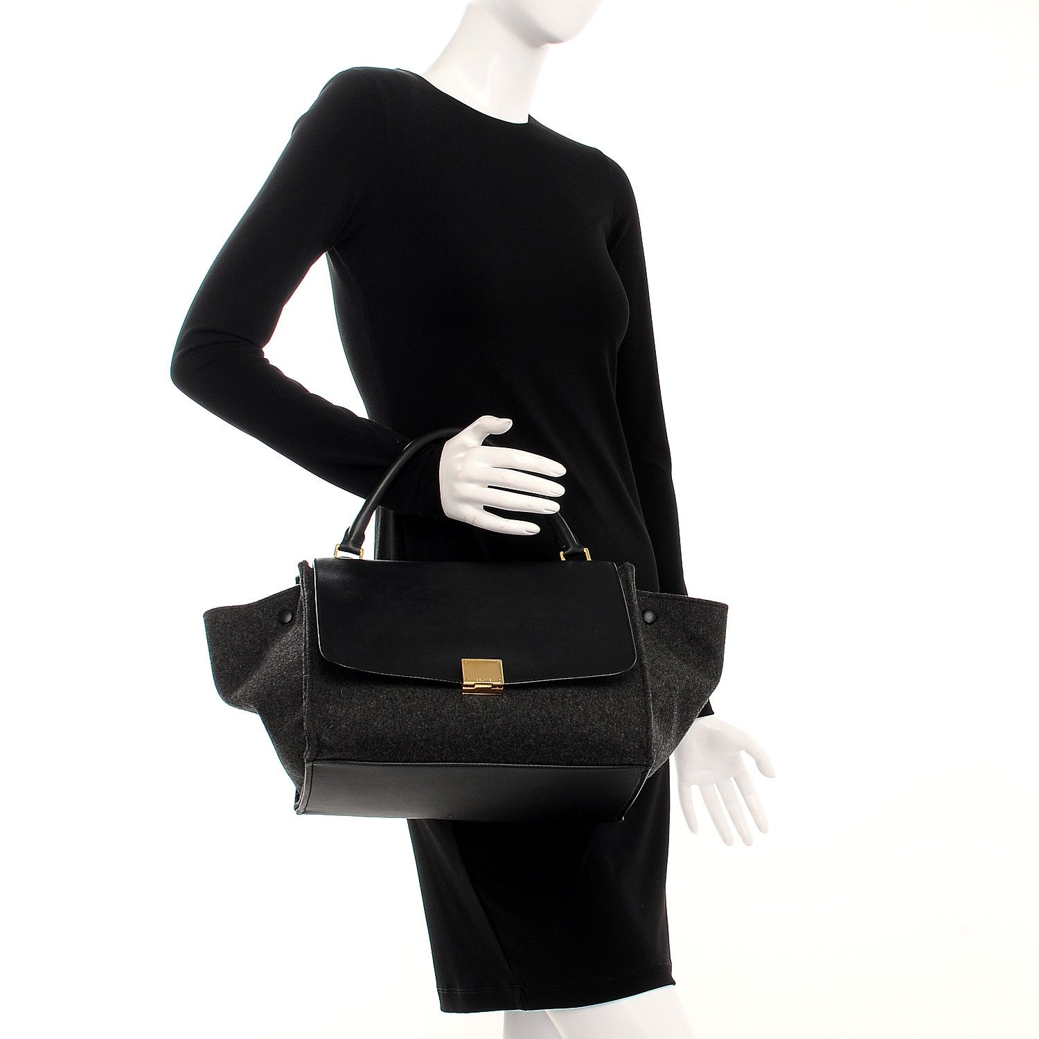 Celine Smooth Calfskin Felt Medium Trapeze Grey 3 of 10
