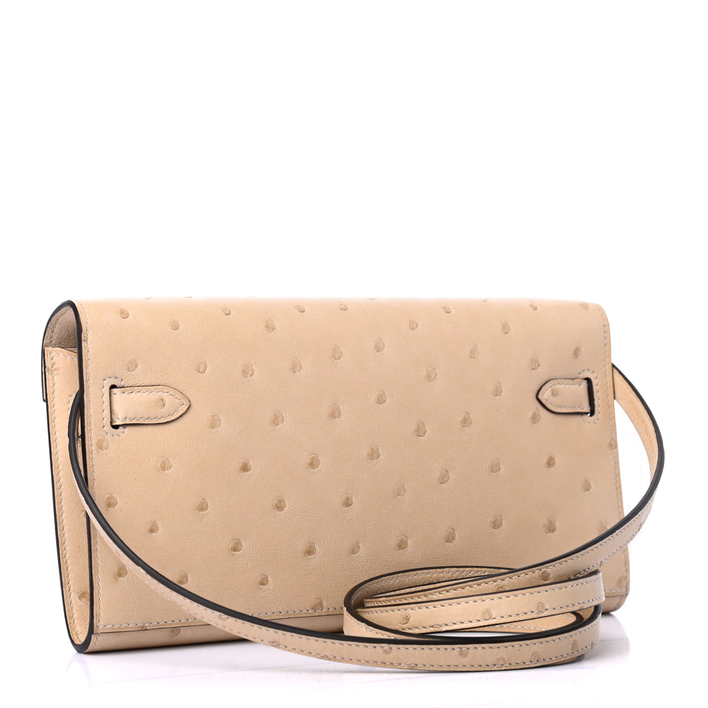 Ostrich Kelly Wallet To Go Parchemin